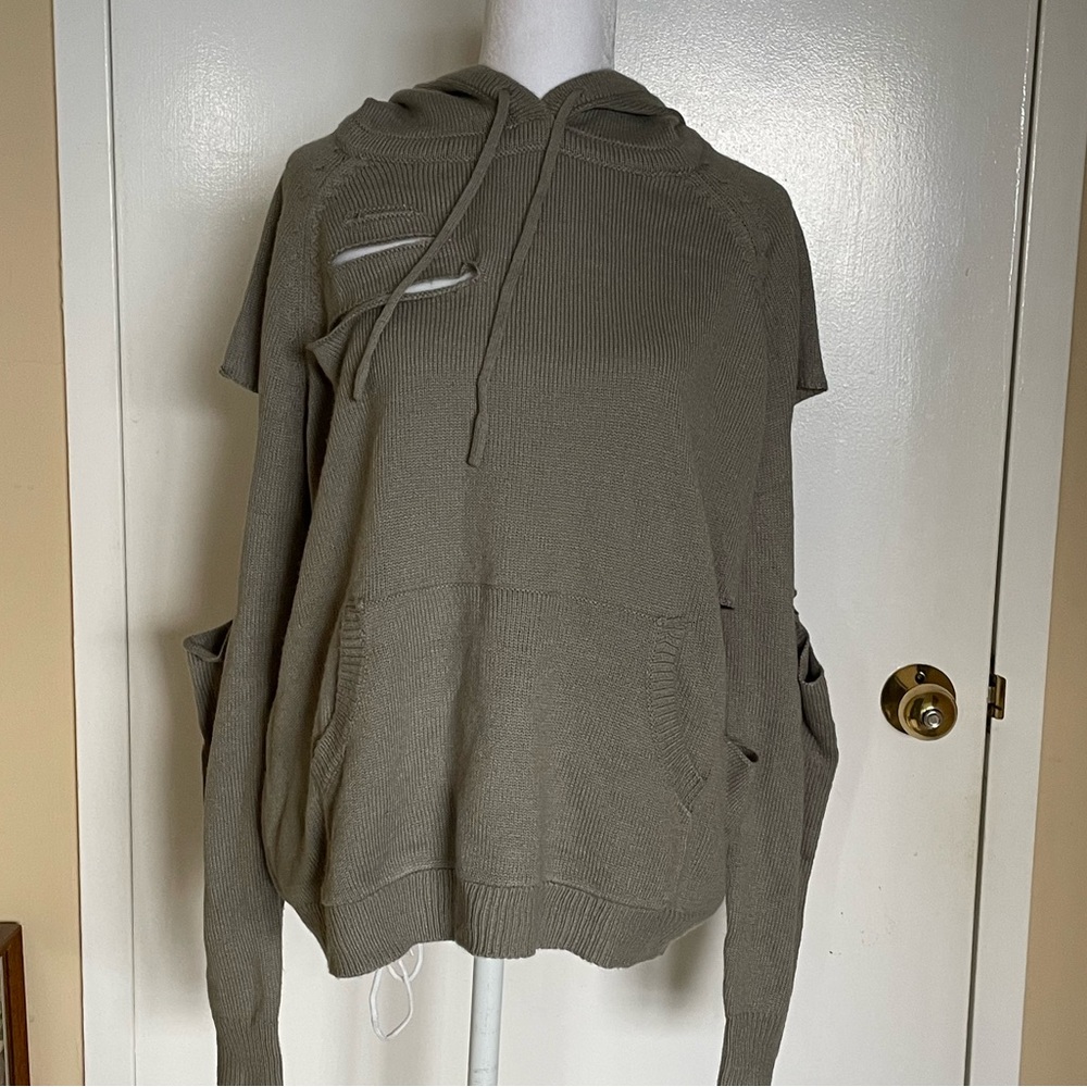 LF x Lola distress gray green sweatshirt/ hoodie NWOT